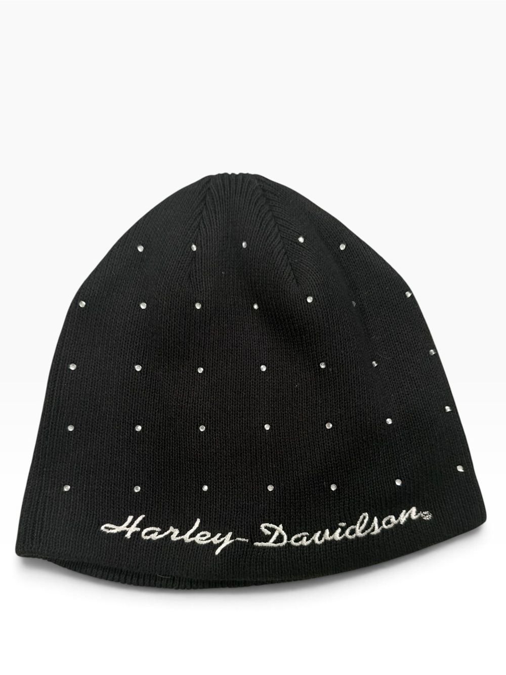 Harley-Davidson Black Beanie with Crystal Stud Accents